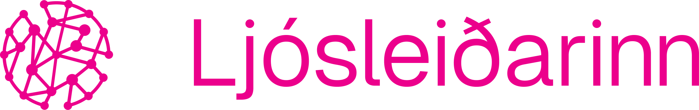 Logo ljósleiðarans í ljósbleikum lit með textanum 'ljósleiðarinn' til hliðar